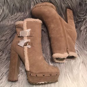 Never Worn,Tan Suede Heel Winter Boots Sz 10